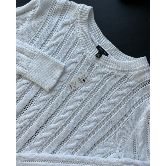 Talbots Sweaters - Talbots White ribbed cable knit Pullover sweater 100% Cotton PS small Petite S